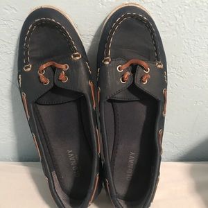 Navy boat shoes